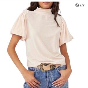 Free People Claudia Velvet Top in Champagne Toast